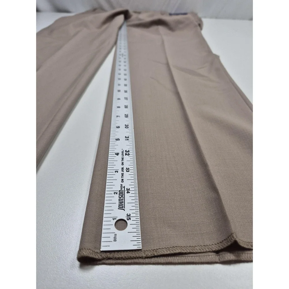 Giles & Jasper Suit Pants Mens 42x36 Beige Wool Stretch Dress Unhemmed NWT